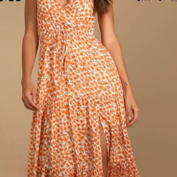 Lulus Maxi Dress size Large - with front slit. - Picture 1 of 7